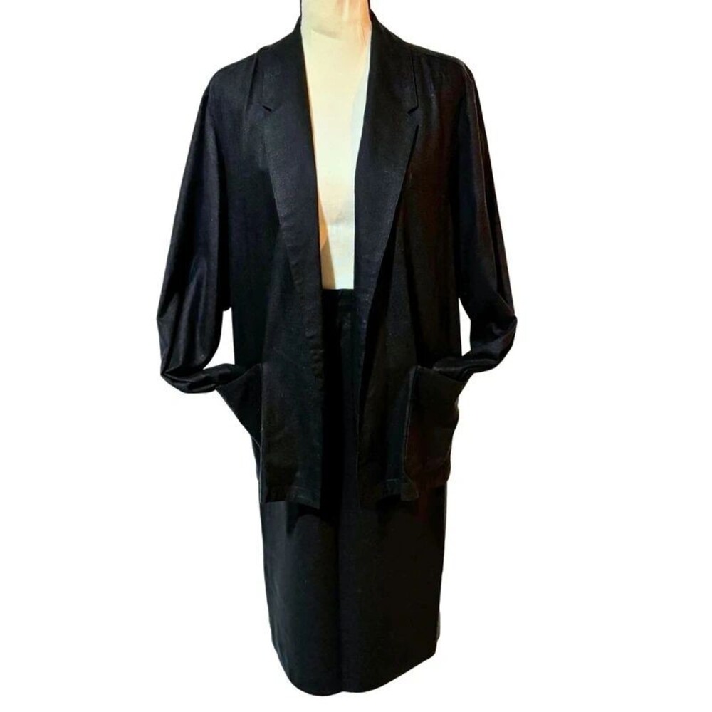 ArtsHouse Italy 100% Silk 3 Piece Set Black Jacket Pants Skirt Size 4 S Suit
